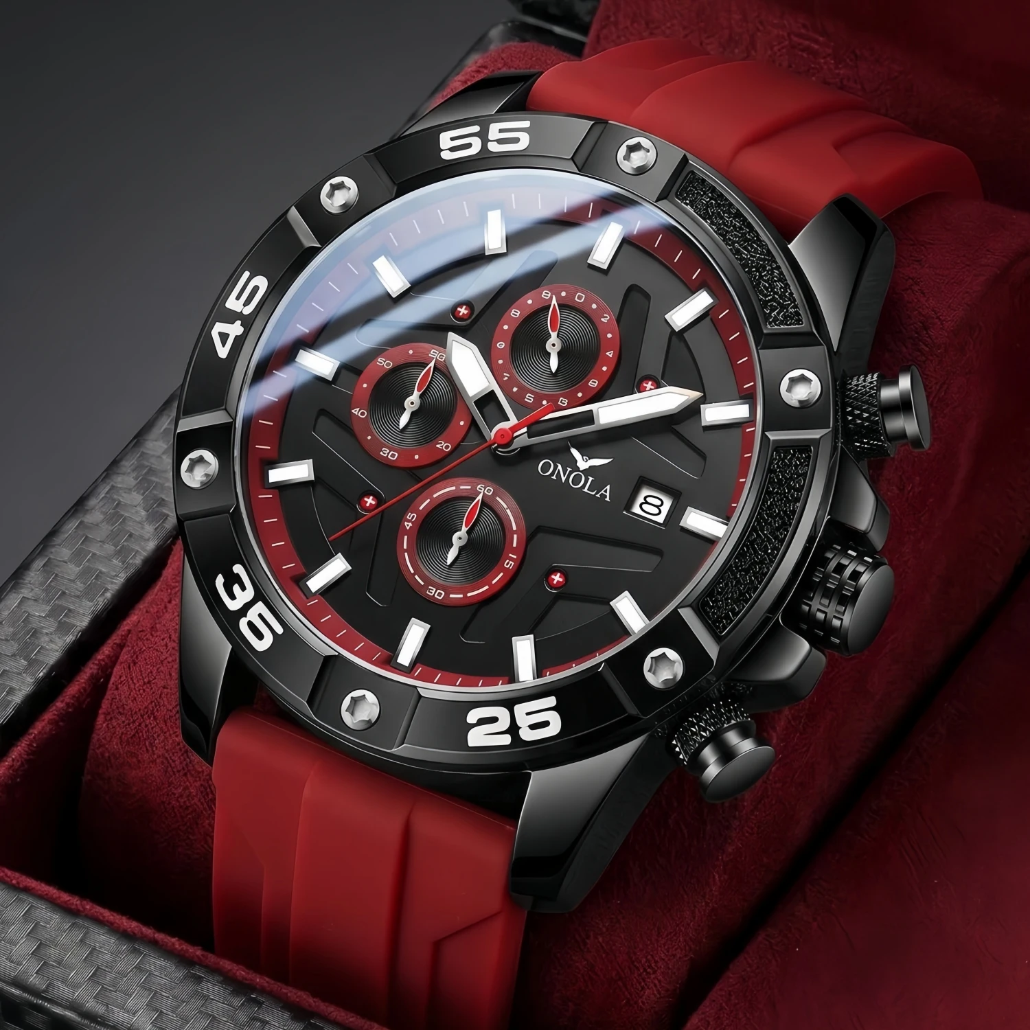 ONOLA New High Quality Men\'s Watch Fashionable Luminous Waterproof Military WristWatch Clock Multi Functional Quartz Watches