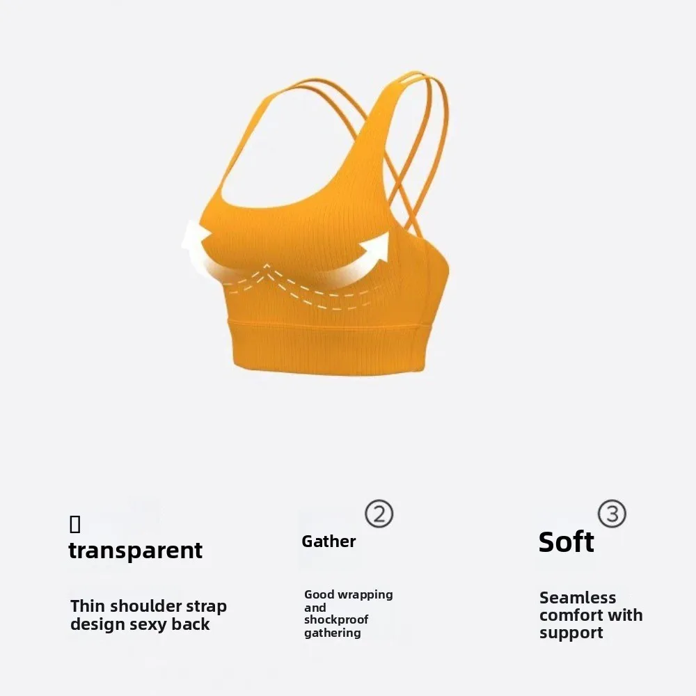 

Crossover Patterned Women's Sports Yoga Bra with Fixed Pads Brassiere Yoga Underwear Bra Built-in Fixed Bra Shockproof