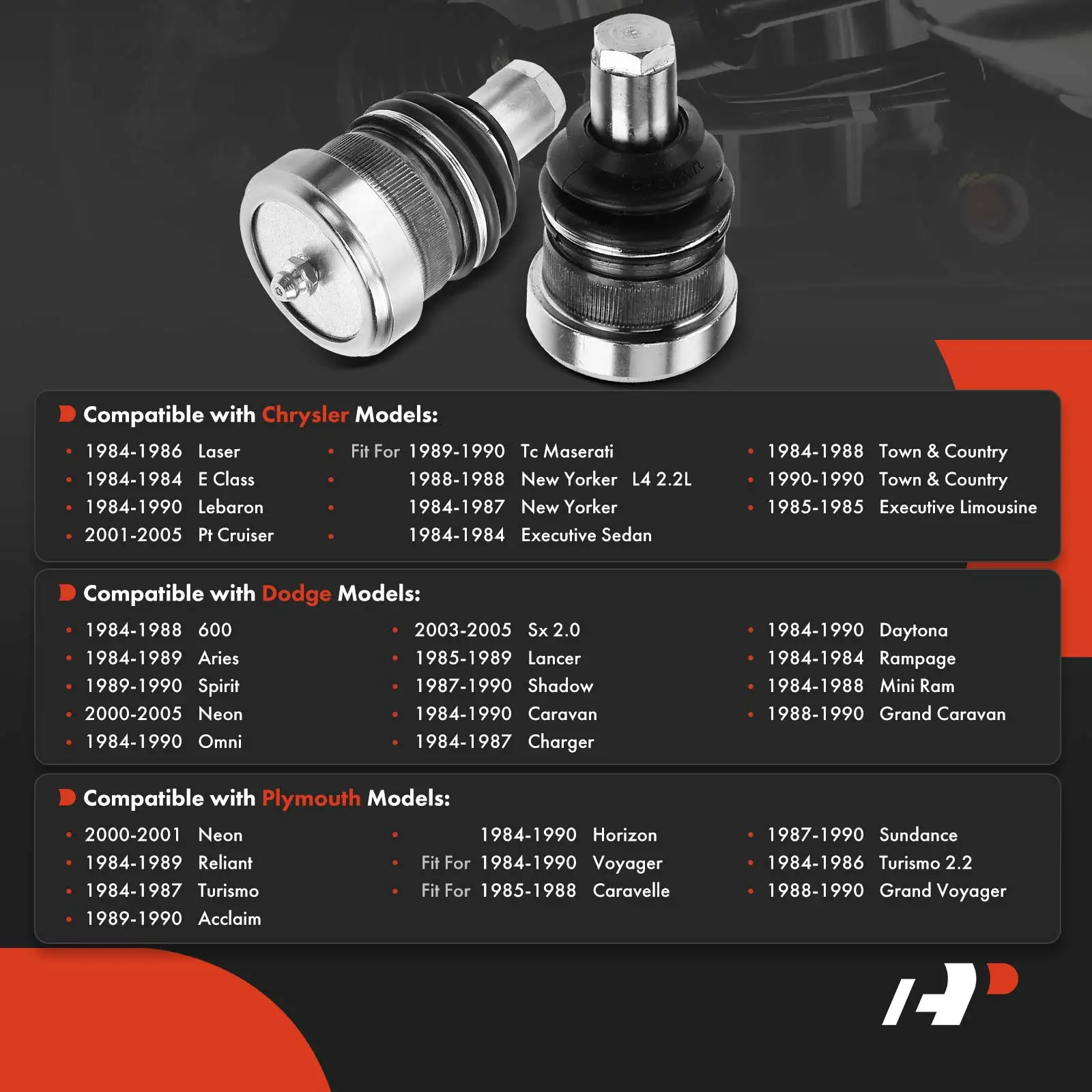 A-Premium 2x Front Lower Ball Joint for Dodge Grand Caravan 1988-1990 Charger 1984-1987 600 Chrysler Town & Country 1984-1988