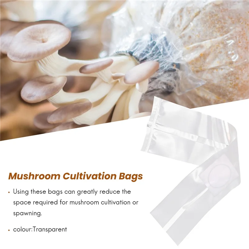 AB33-100Pcs Mushroom Growing Bag Spawn Bags Thick 6 Mil Bags 5.9Inchx13.8Inch 0.2 Micrometre Filter Breathable Autoclavable