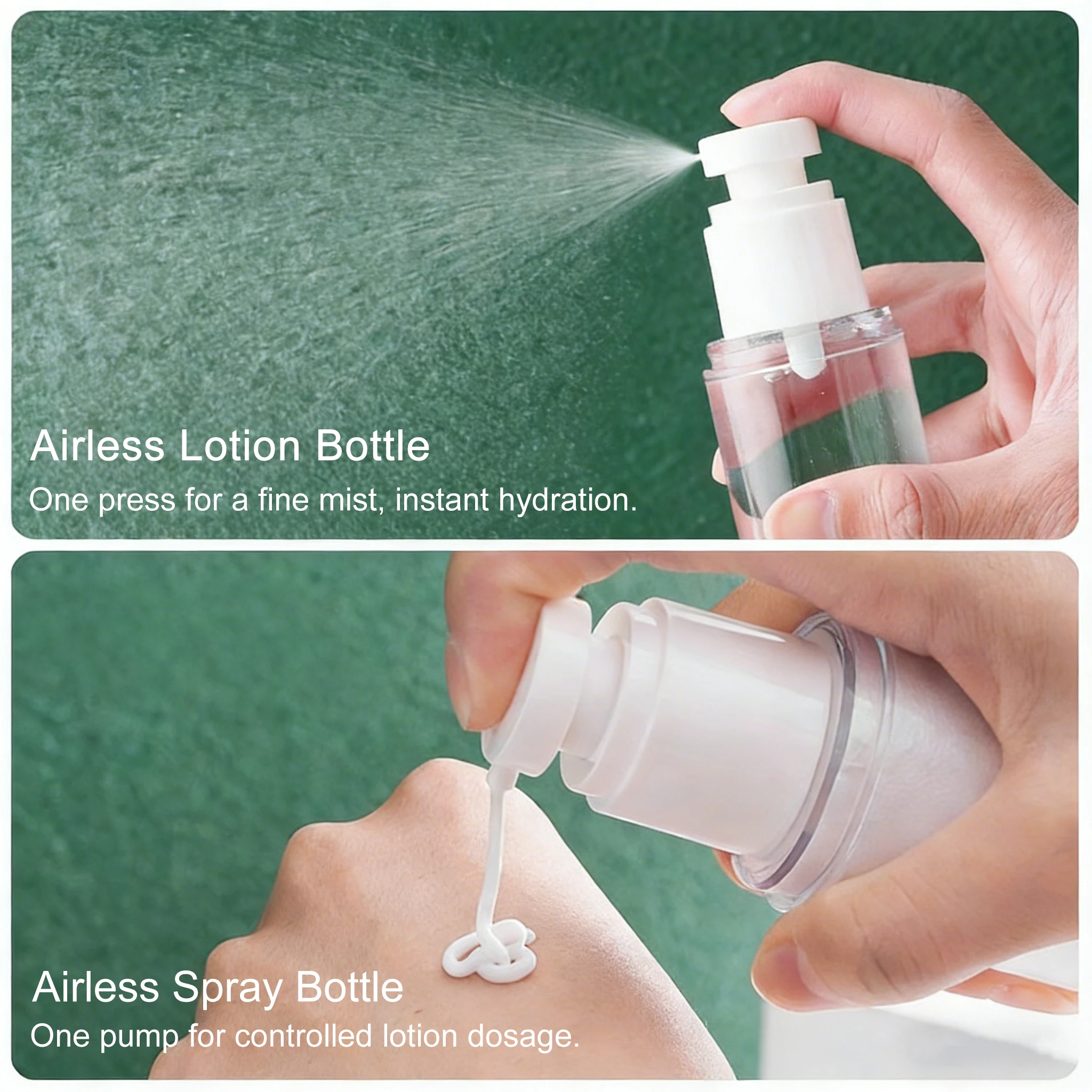 Botella Dosificadora de Crema Cosmética Transparente de 15/30/50/100 ml, Dispensador de Vacío Recargable, Botella de Loción en Aerosol para Viajes, Envase de Maquillaje