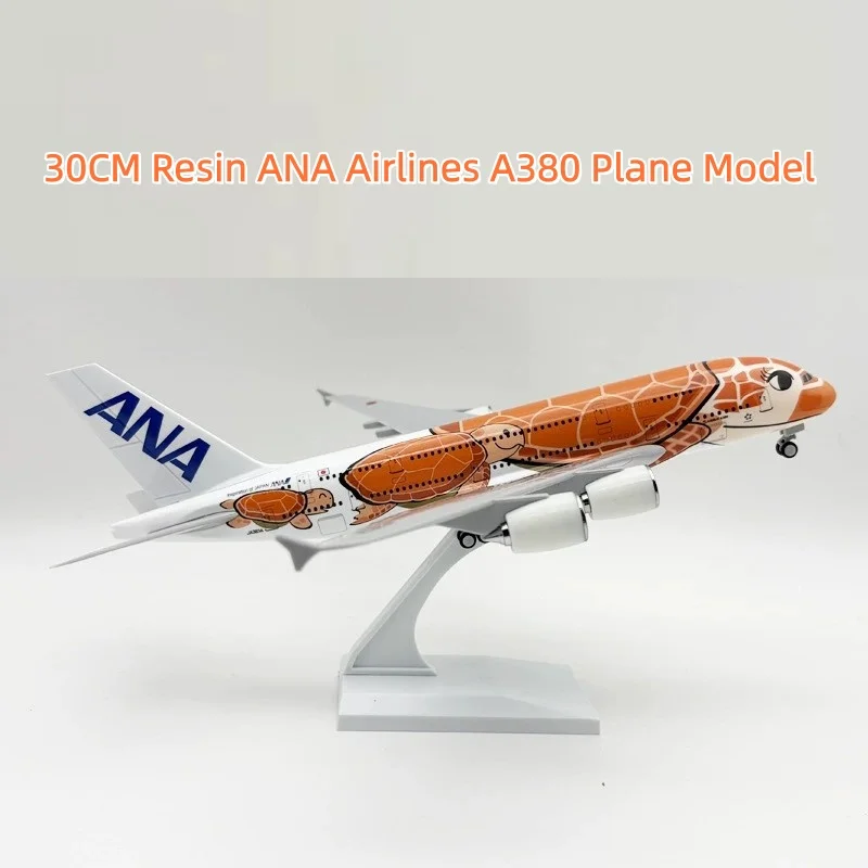 نماذج الطائرات الجوية اليابان الخطوط الجوية A380 الخطوط الجوية 30 سنتيمتر الكرتون السلاحف البحرية الراتنج دييكاست مقياس الطائرات جمع هدية