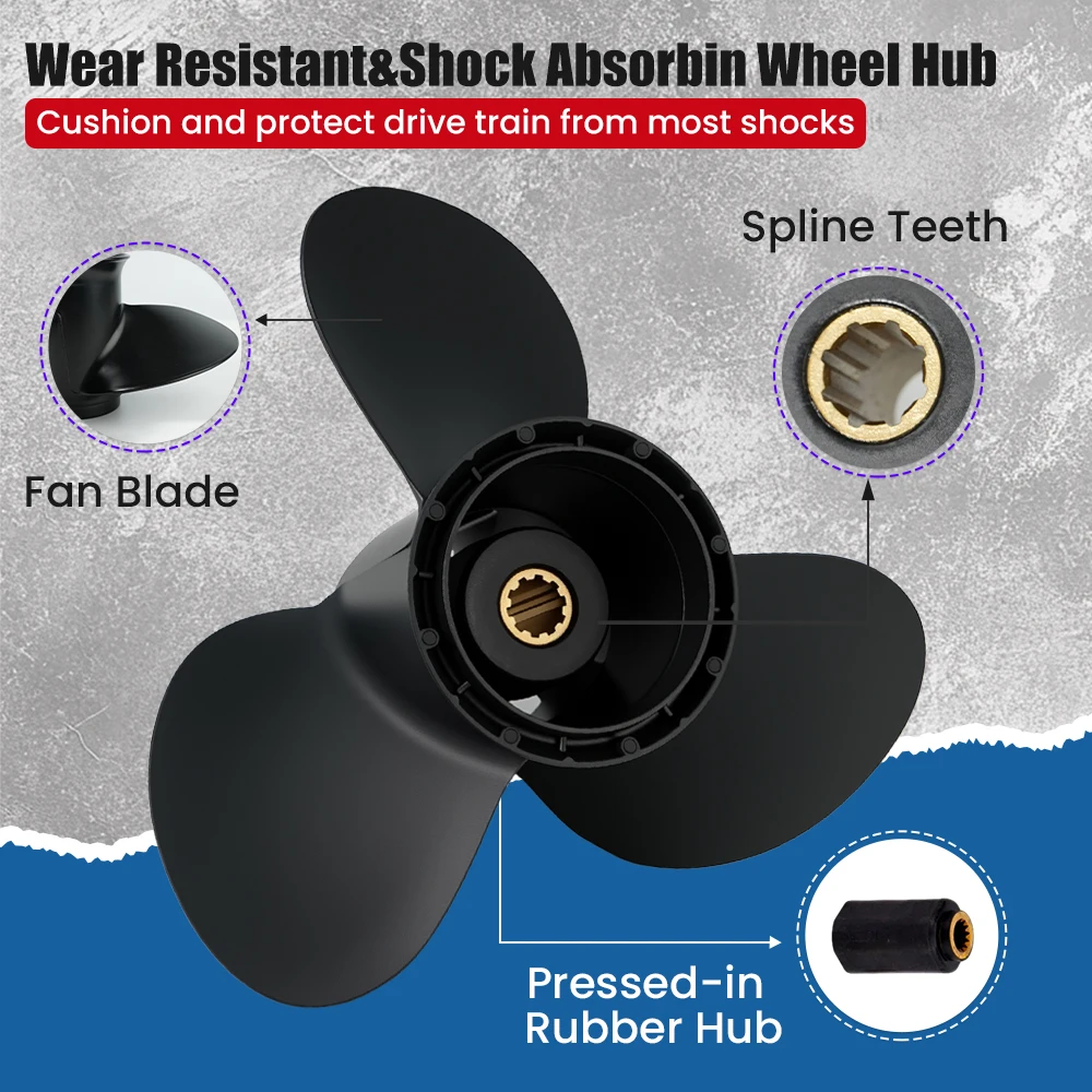10 1/4X13 Outboard Propeller fit Suzuki 20 25 30HP Boat Aluminum Alloy Screw 3 Blade 10 Spline Tooth Marine Engine Part