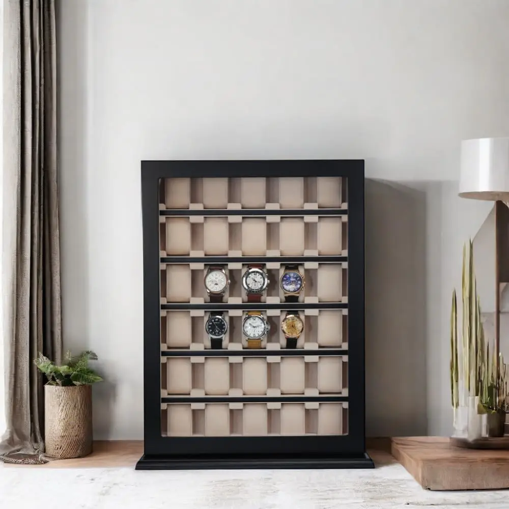 Wall Display Organizer Storage For Oversized Timepieces Thirty Black Wood