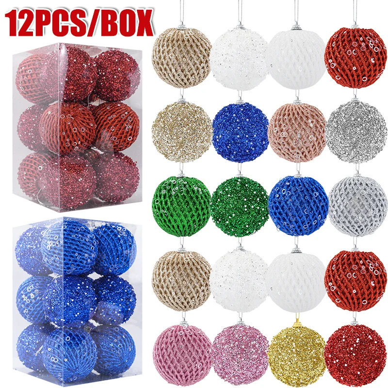 

12Pcs/Box 8cm Christmas Ball Ornaments Merry Christmas Tree Hanging Pendant Xmas Party Decor For Home 2025 New Year Gift Navidad