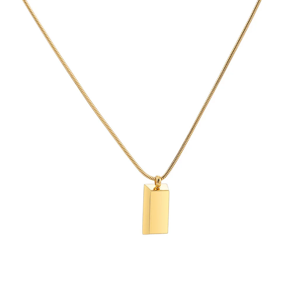 

Punk Small Golden Brick Pendant Female Gold Color Stainless Steel Snake Bone Chain Choker Necklace for Women Jewelry Gift 2025