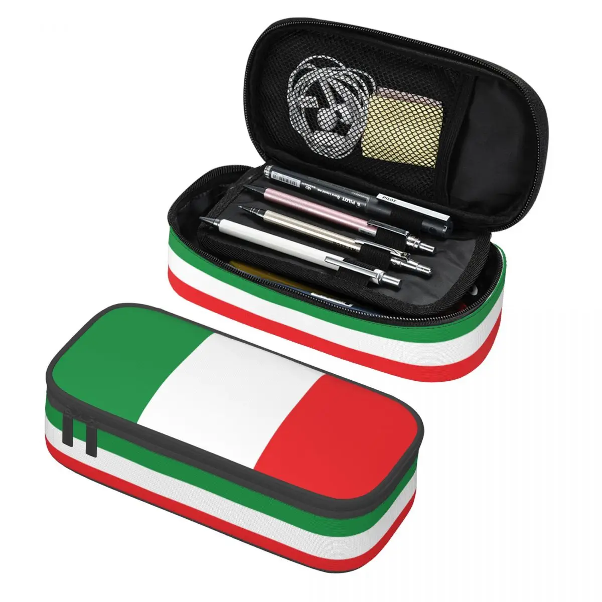 Customized Kawaii Italy Flag Pencil Cases for Boy Girl Large Capacity Italian Patriotic Pencil Box Stationery