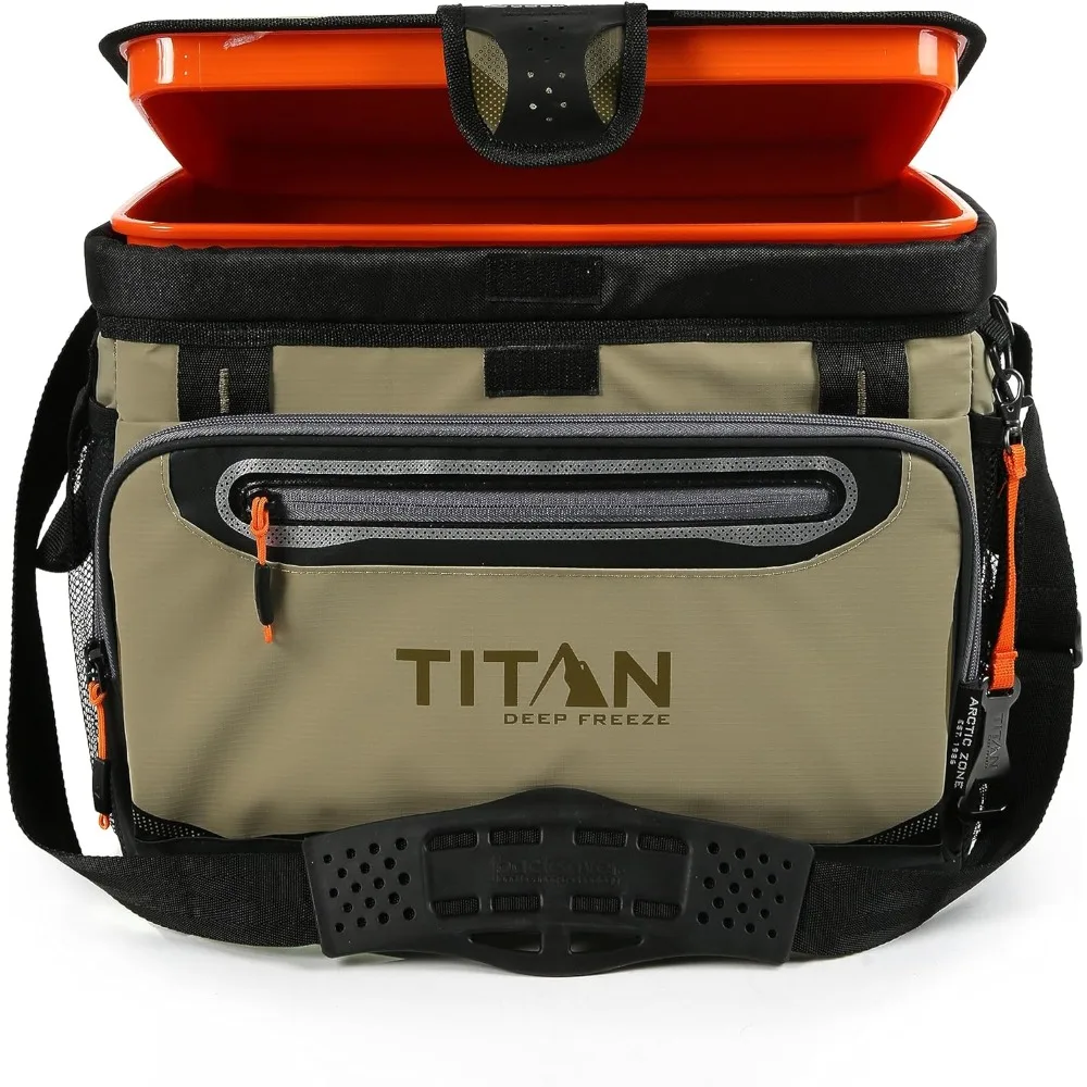 

Titan Deep Freeze Cooler - Zipperless Hardbody Cooler with Deep Freeze Insulation, HardBody Liner, and SmartShelf