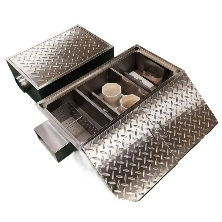 304 stainless steel buried trench grease trap oil-water separator catering kitchen three-level oil tank sedimentation tank