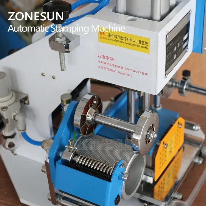 ZONESUN ZY-819-A 80*90mm Macchina per stampaggio pneumatica in pelle Marchio di ferro LOGO Personalità Individualità Carta Macchina per lamina a caldo