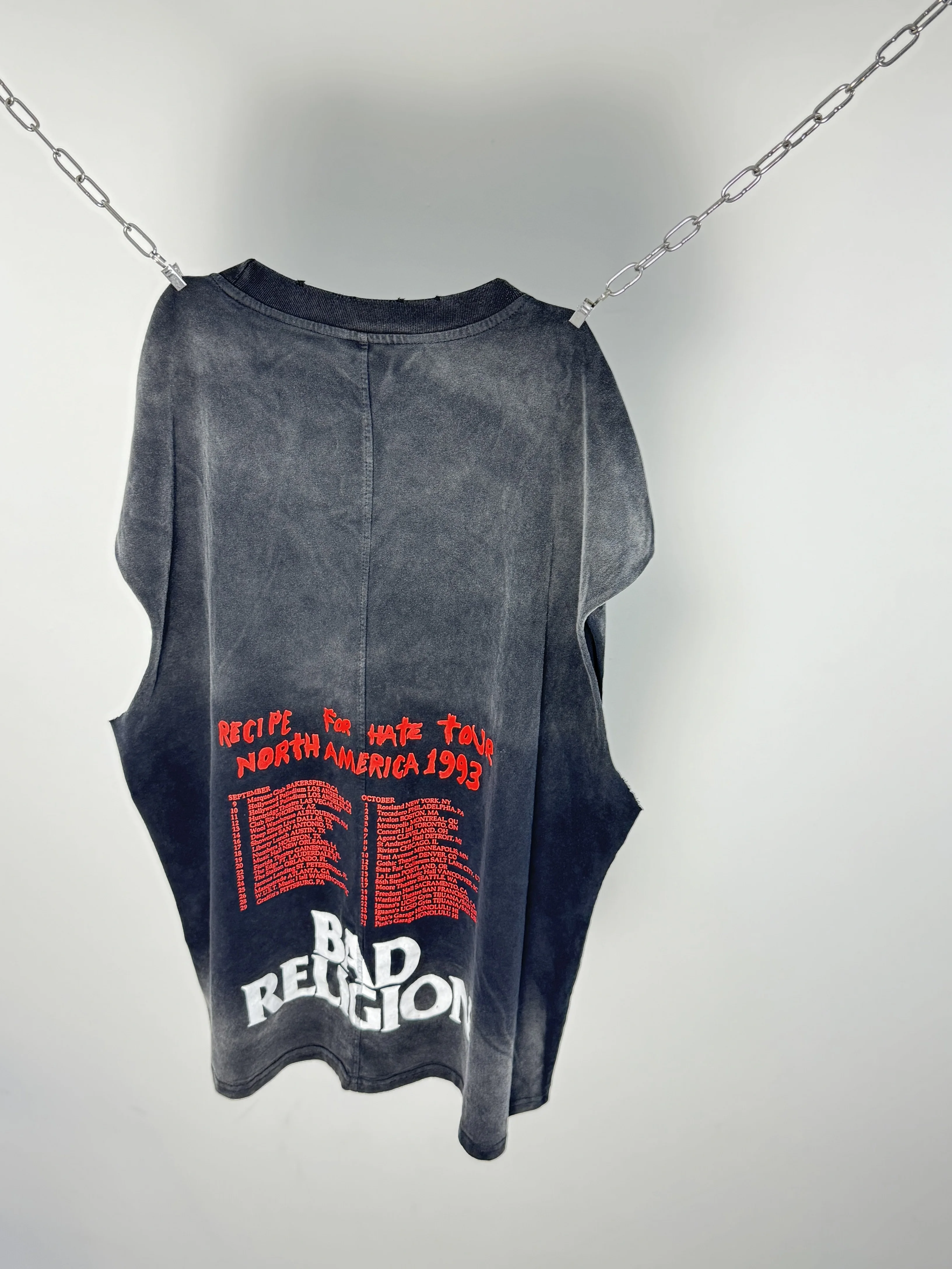26SS BAD RELIGION 93 Tour Kanye West Tank Tops Casual Summer Cotton Inkjet Dirty Tops Vintage Vest