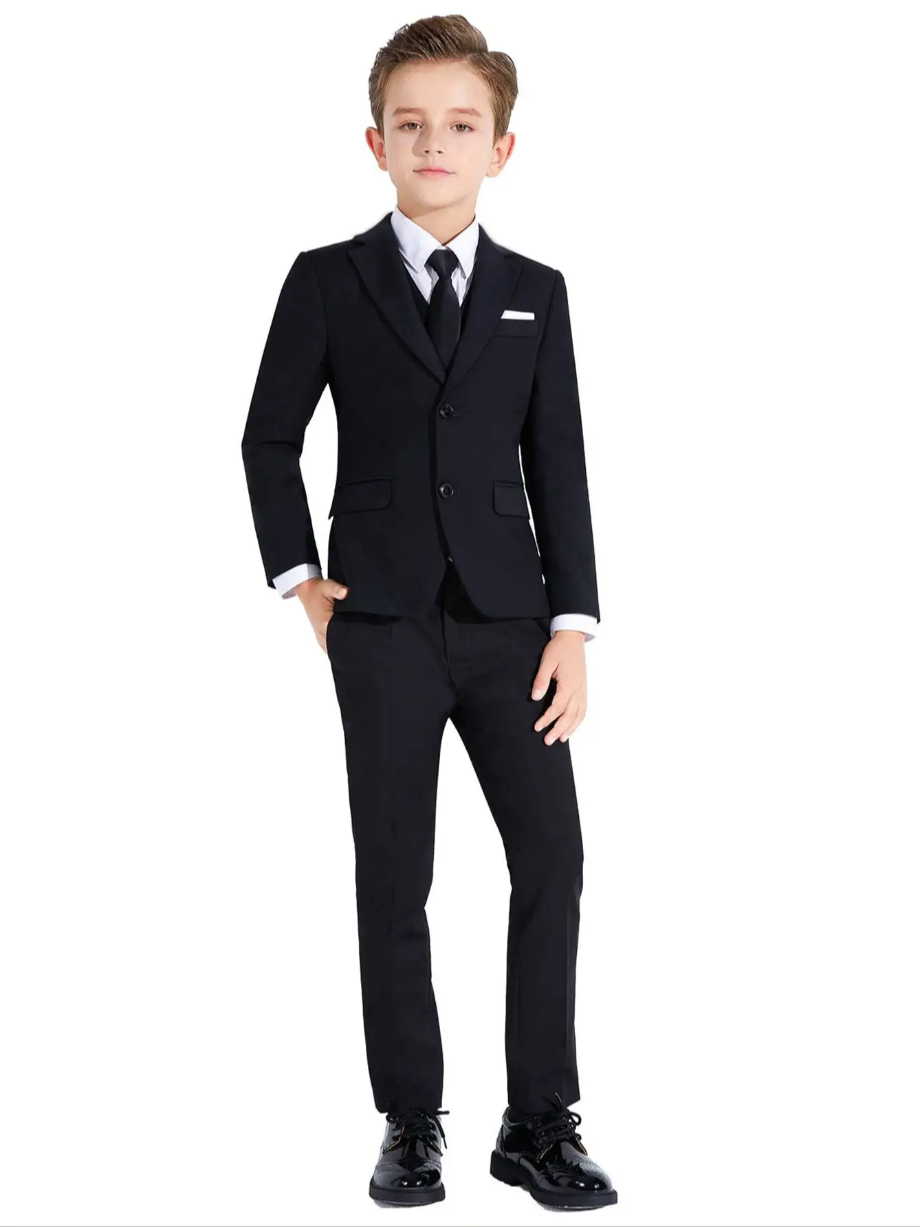 Boys Suits Colorful Formal Suits 4 Piece Slim Fit Dresswear Suit Set Jacket Vest Pants and Tie）School Uniforms