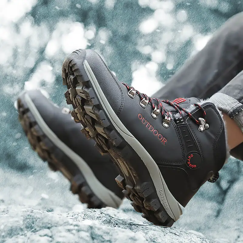أحذية قطنية دافئة عالية الجودة للتسلق والمشي لمسافات طويلة في الهواء الطلق مريحة للتنفس شبكة مبطنة نعل خارجي مطاطي Caminhadas الرحلات