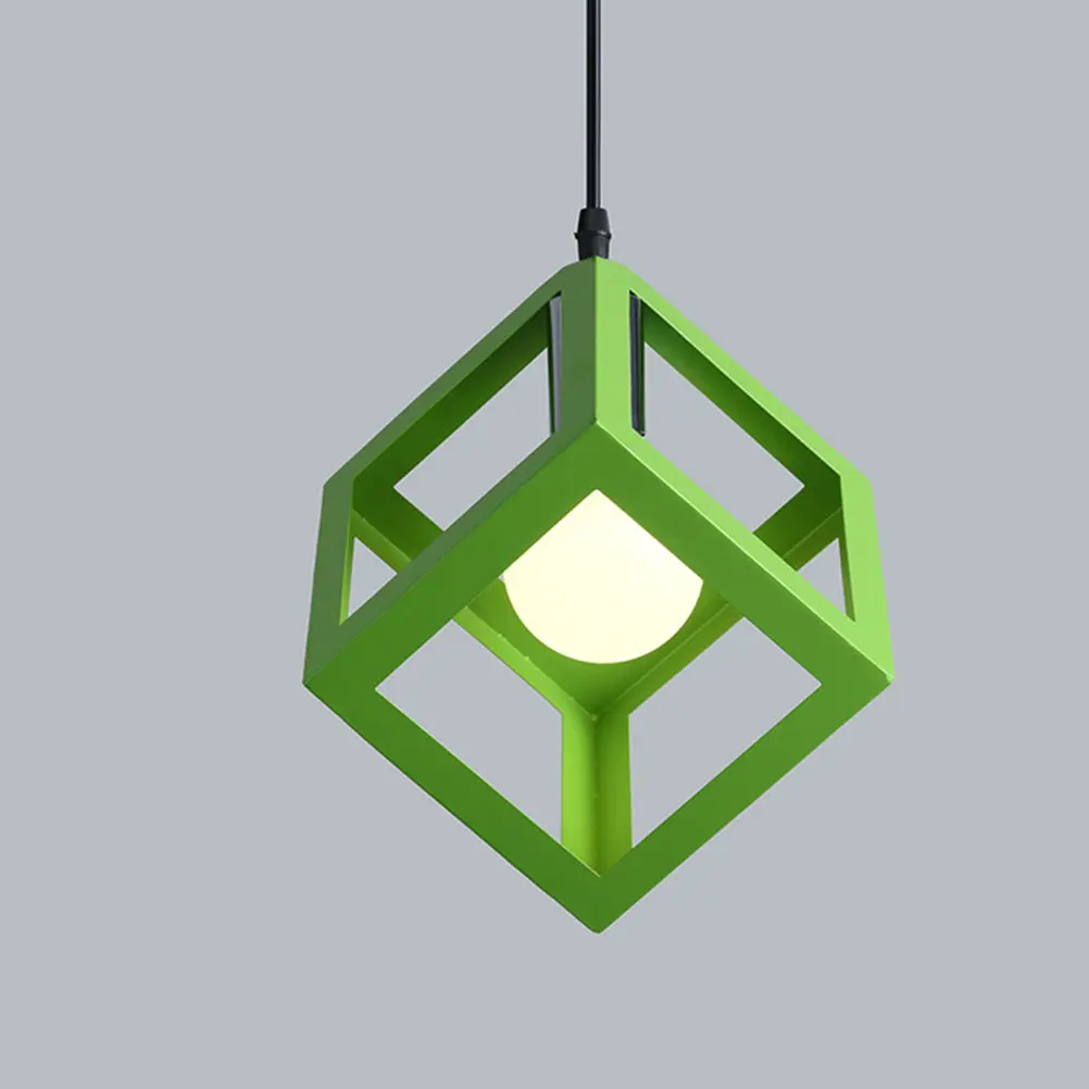 Quartet Iron Hanging Lamp Green Geometric Chandelier Pendant Light for Bar Shop Restaurant Home Decorative Warm LED Bulb