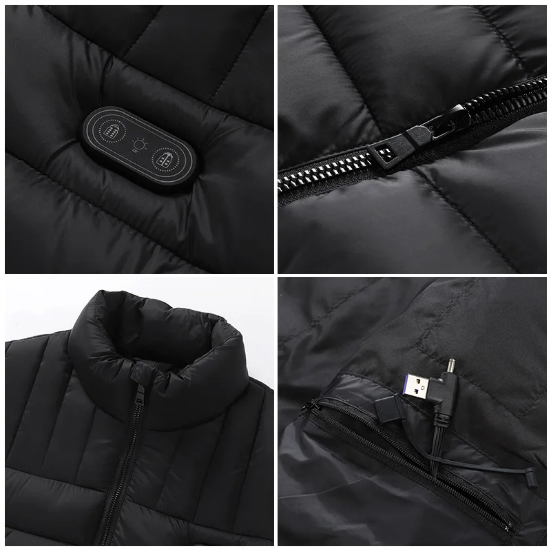 15 Areas Motorcycle Heated Vest Men Lightweight USB Rechargeable Heating Vest Women Heated Jacket Warming Waistcoat Clothes