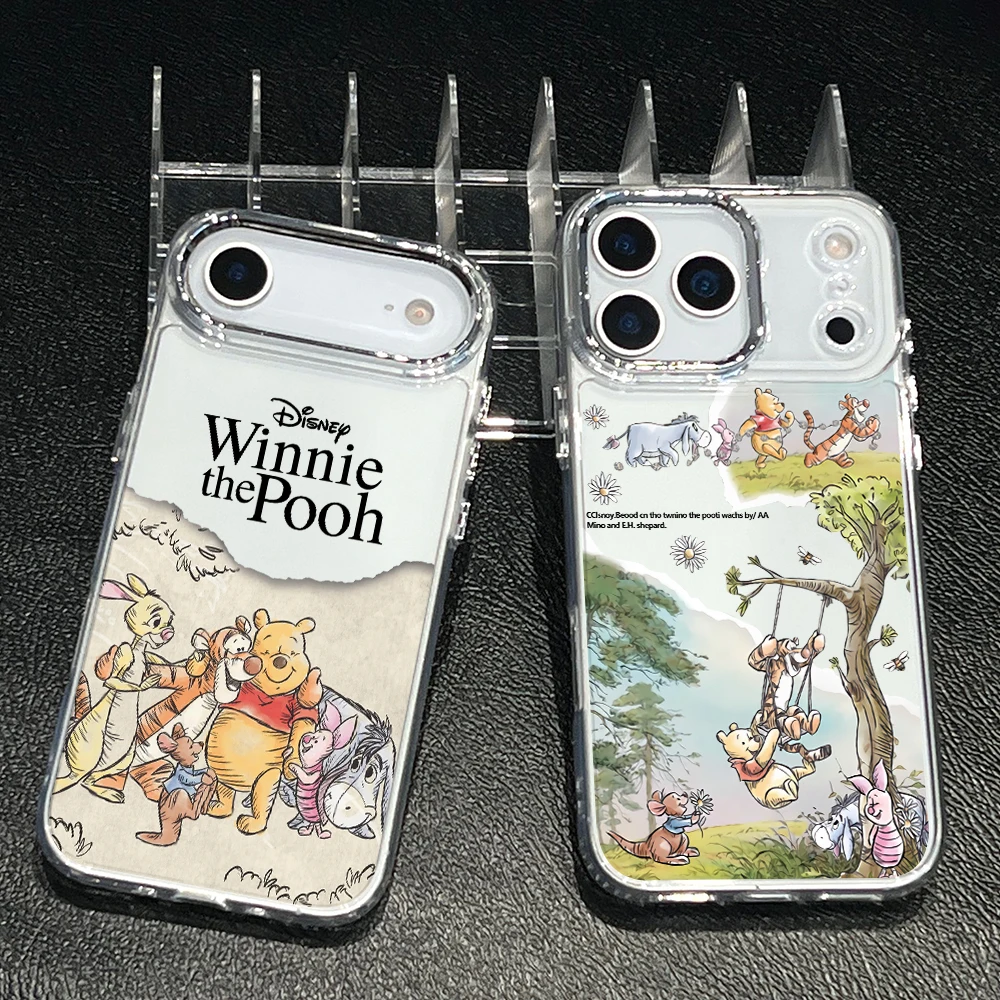 Funda de Lujo Transparente con Diseño de Winnie Pooh para Apple iPhone 17 Air 16 16e 15 14 13 12 11 Pro Max X Xs XR 8 Plus