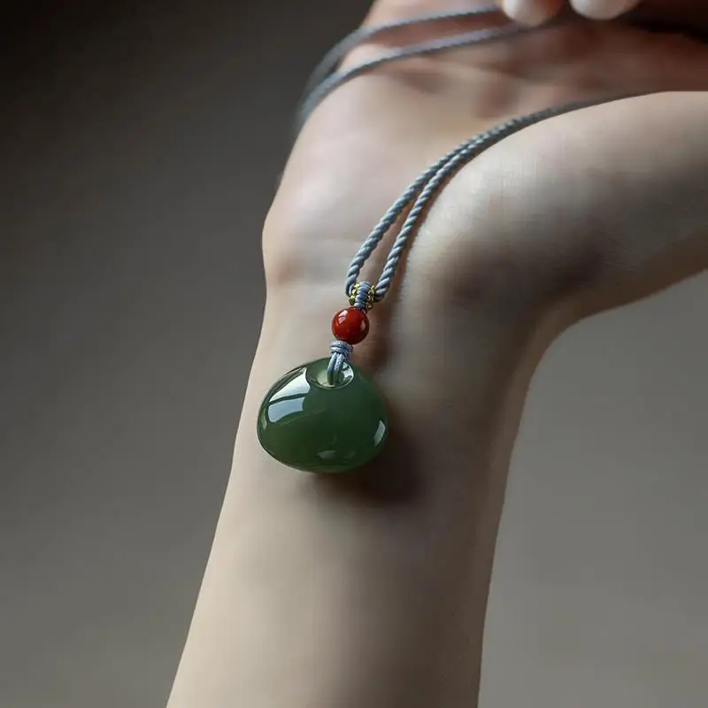 

Natural Hetian Jade Pendant Peace Lock Ruyi Jade Pendant Unisex Necklace Jewelry Holiday Gift