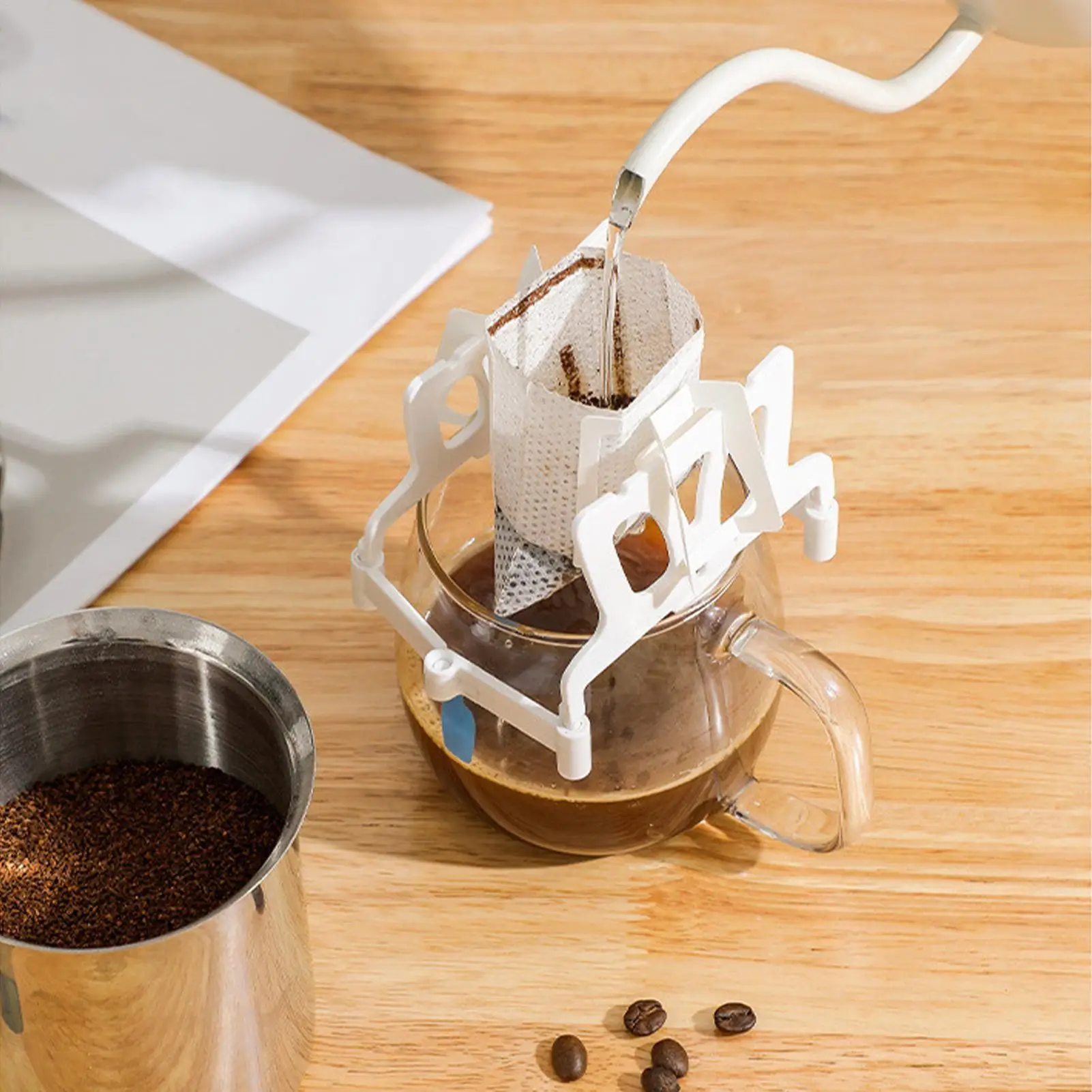 Tea Filters Dripper Baskets Portable Disposable Ears Drip Bags Holder Reusable Coffee Filter Bag Support Rack for Easy Pour Over