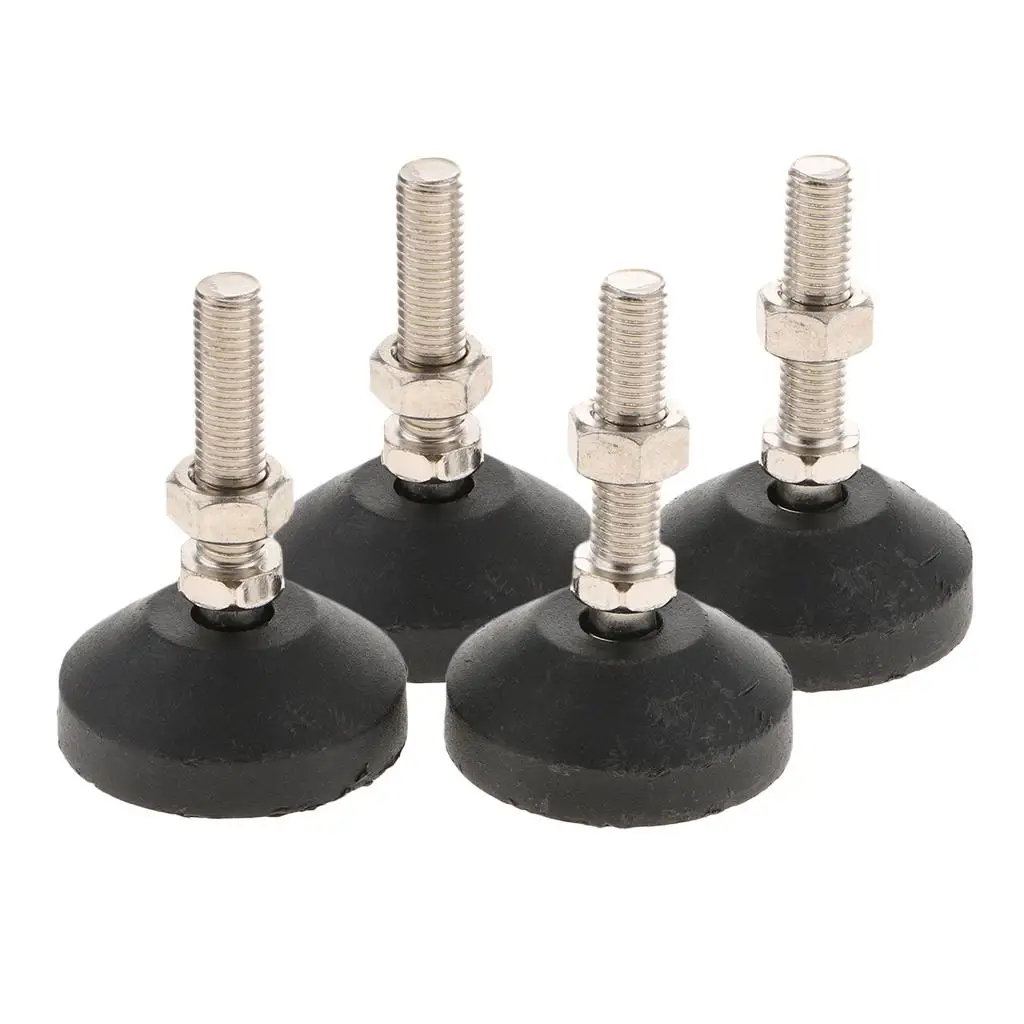 Carbon Steel Rubber Furniture Levelers - Adjustable Furniture Legs - 4 PCS Pack 60mm Base Diameter