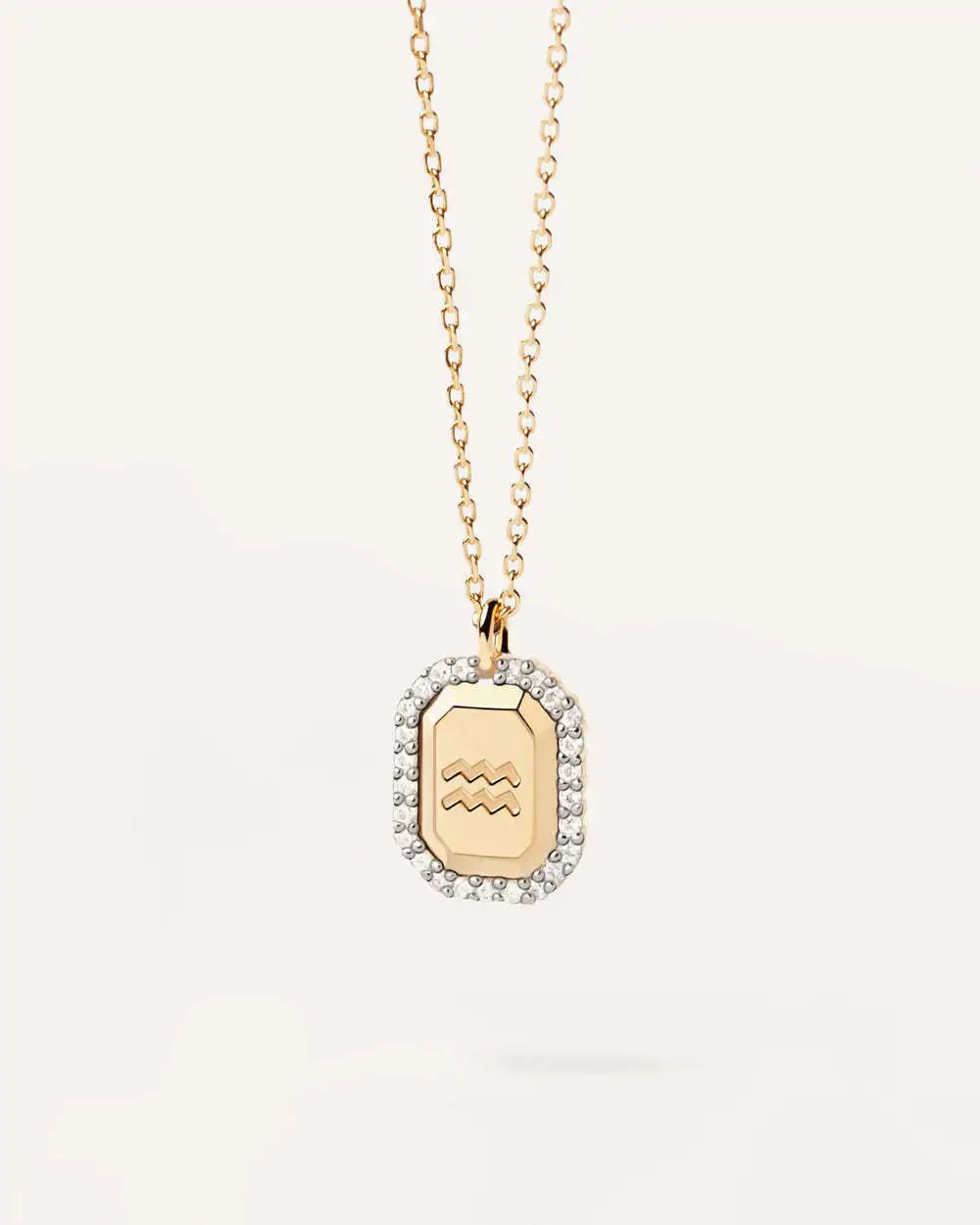 Hot selling s925 pure silver twelve zodiac inlaid with white zirconia stone pendant necklace gift in Europe and America