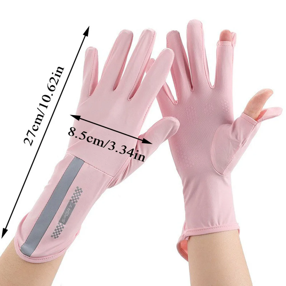 Guantes de protección solar para ciclismo, manoplas transpirables de seda de hielo, antideslizantes para montar, pantalla táctil, pesca, a prueba de rayos UV, primavera y verano