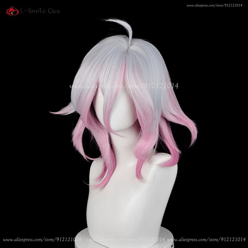 LOL Briar Cosplay Wig 42cm Short Grey Pink Anime Wigs Heat Resistant Synthetic Hair Halloween Party Wig + Wig Cap