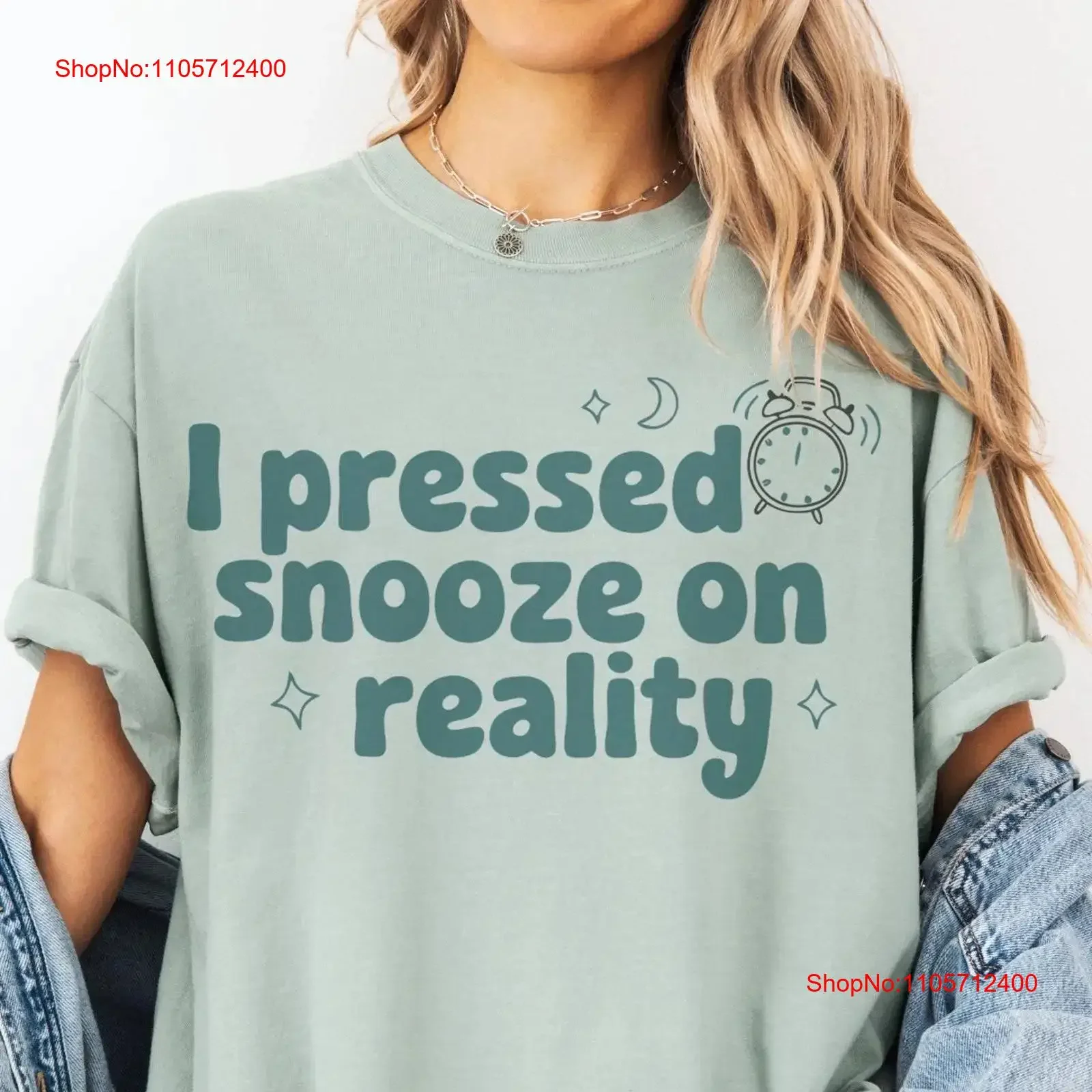 T-shirt « J'ai pressé le bouton Snooze » – Drôle, original, bleu pastel, pour les amateurs de sommeil, pour les jours paresseux, vintage, effet délavé