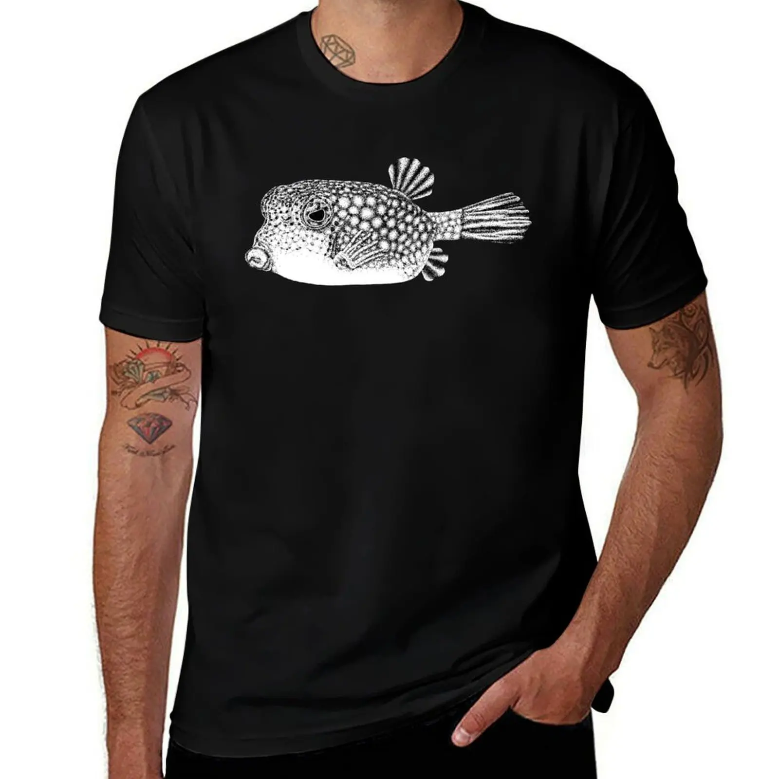 Yellow boxfish drawing T-Shirt Sweat Absorbing Sports Tee Shirt T-Shirt