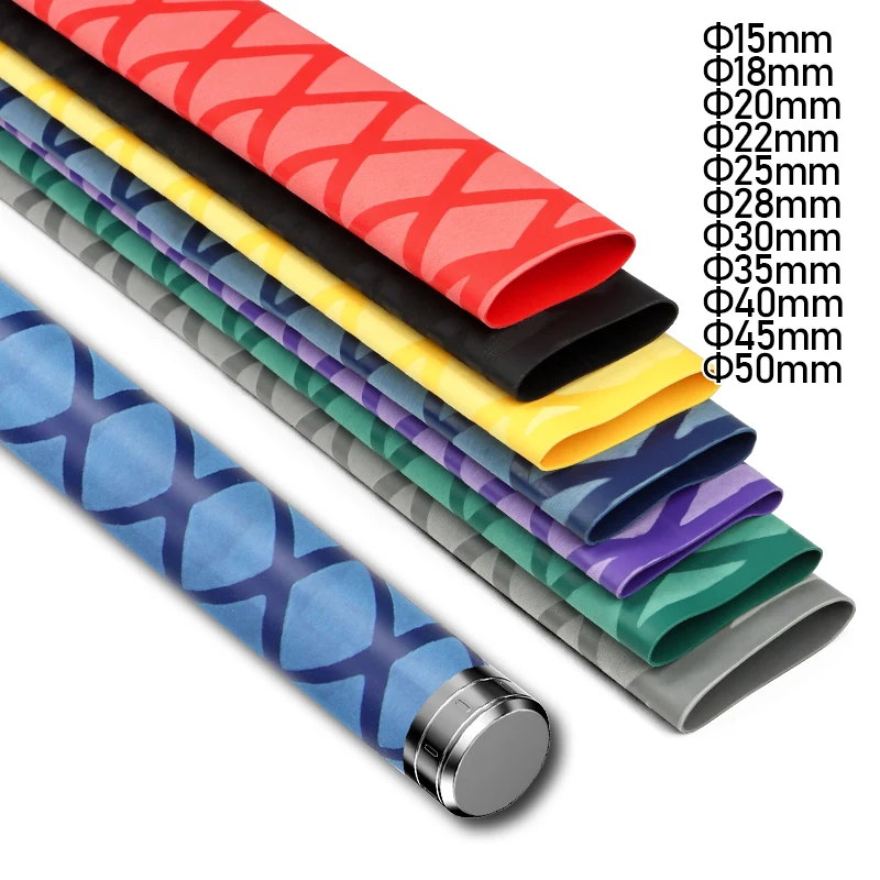 1m/Stück Angelruten-Schrumpfschlauch, rutschfest, Durchmesser 15 18 20 22 25 28 30 35 40 45 50mm, Isolierband für Elektronikreparatur