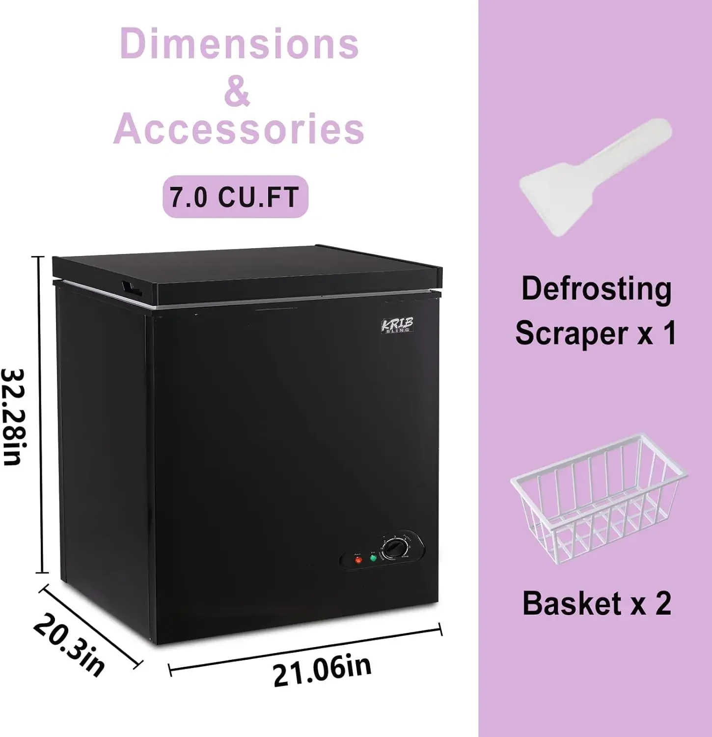 Compact Chest Freezer with Removable Basket, 7.0 Cu.ft Top Door Open Freestanding Deep