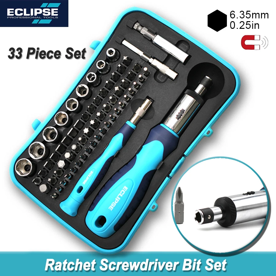 

ECLIPSE 65 in 1 Ratchet Screwdriver Bit Set Mini Socket Set with Storage Case for Home, Garage, Office, Apartment, Car, ERSMS65P