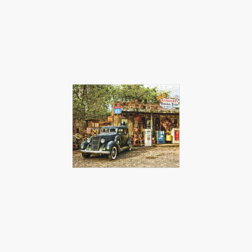 Antique Car Route 66 Jigsaw Puzzle Wood Puzzle