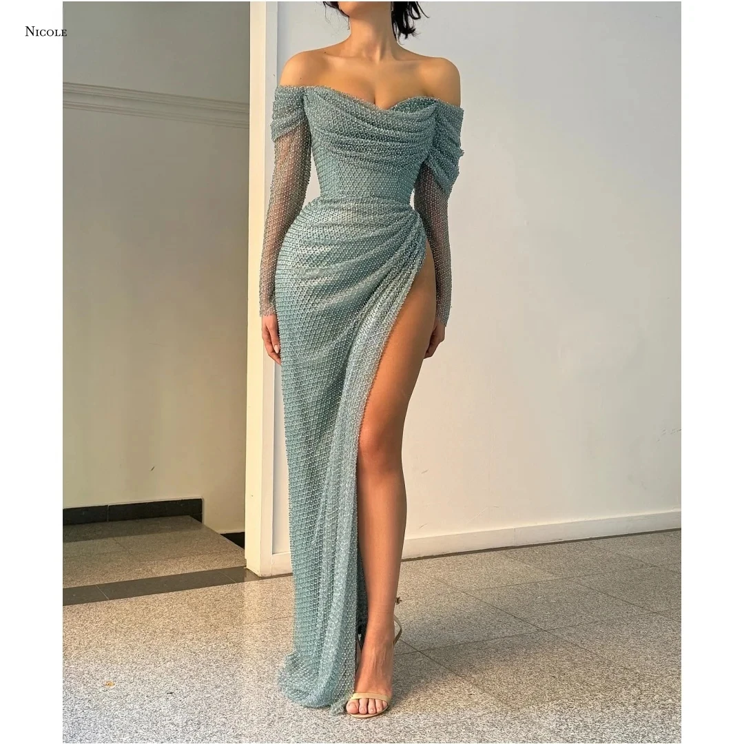 

Nicole Custom Made Prom Dresses 2025 Luxury Prom Dress 2025 Fishtail Skirt Robe Soiree Candle Ball Gowns Bead Embroidery Evening