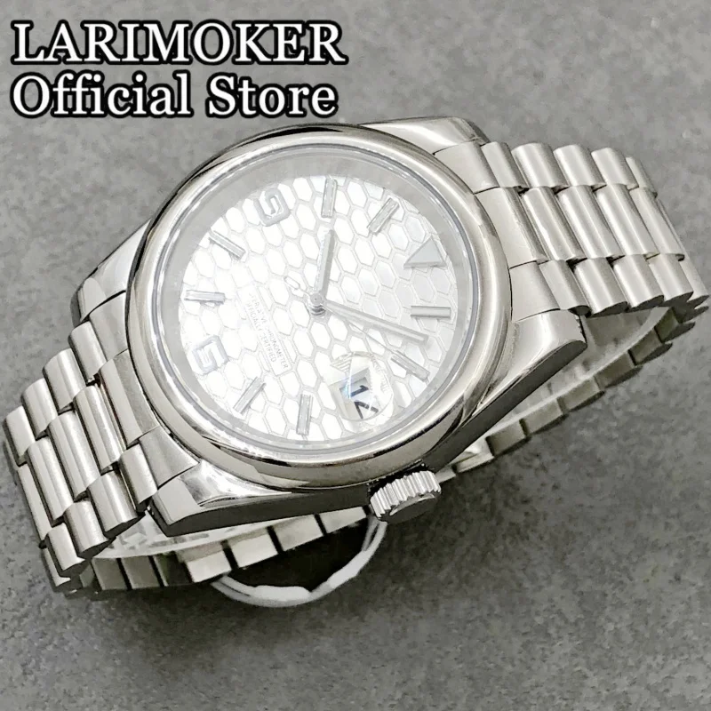 LARIMOKER 36mm/39mm Sapphire Glass Stainless Steel Silver Case Men's 10Bar Waterproof Mechanical NH35 Automatic Movement Watches