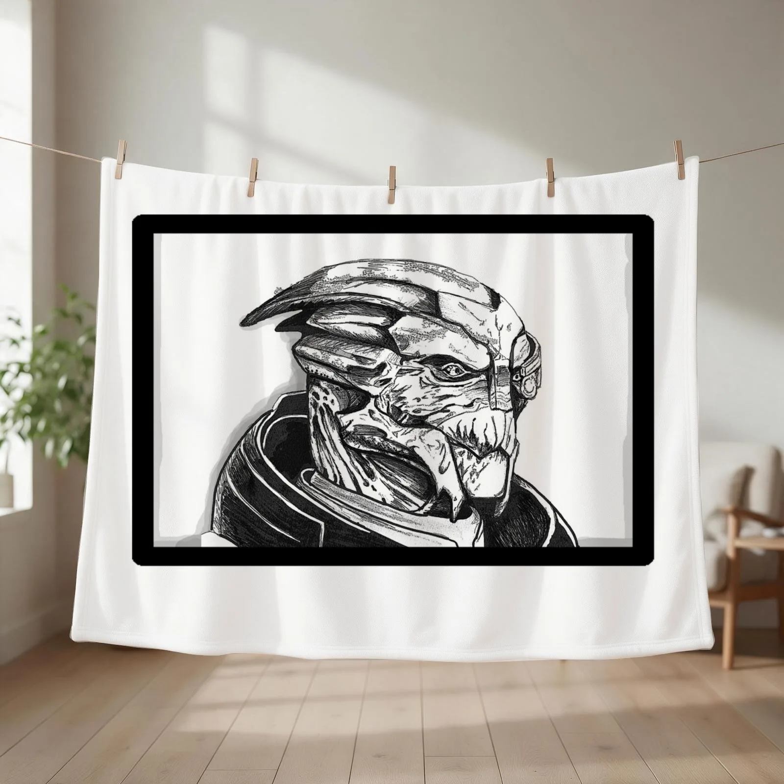 Garrus Vakarian: Mass Effect Throw Blanket couch cozy soft plush fuzzy picnic outdoor blanket