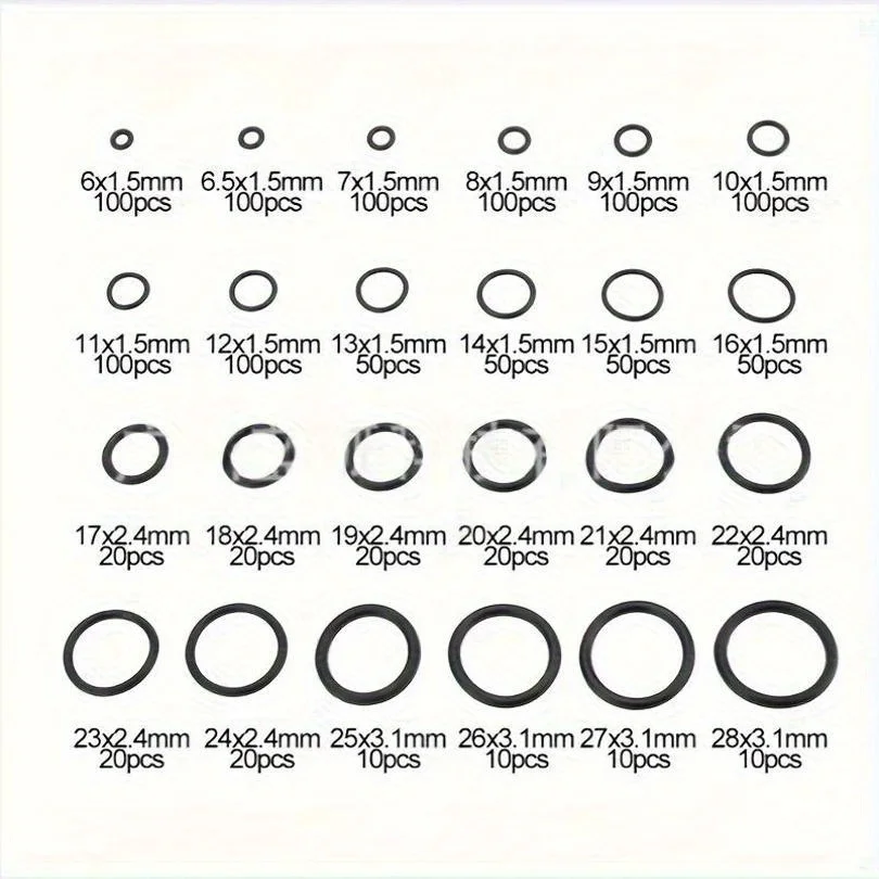 1200pcs Rubber O-Rings 24Size NBR Washer Gasket Sealing Assortment Kit For Plumbing Faucet Automotive Air Or Gas Connections