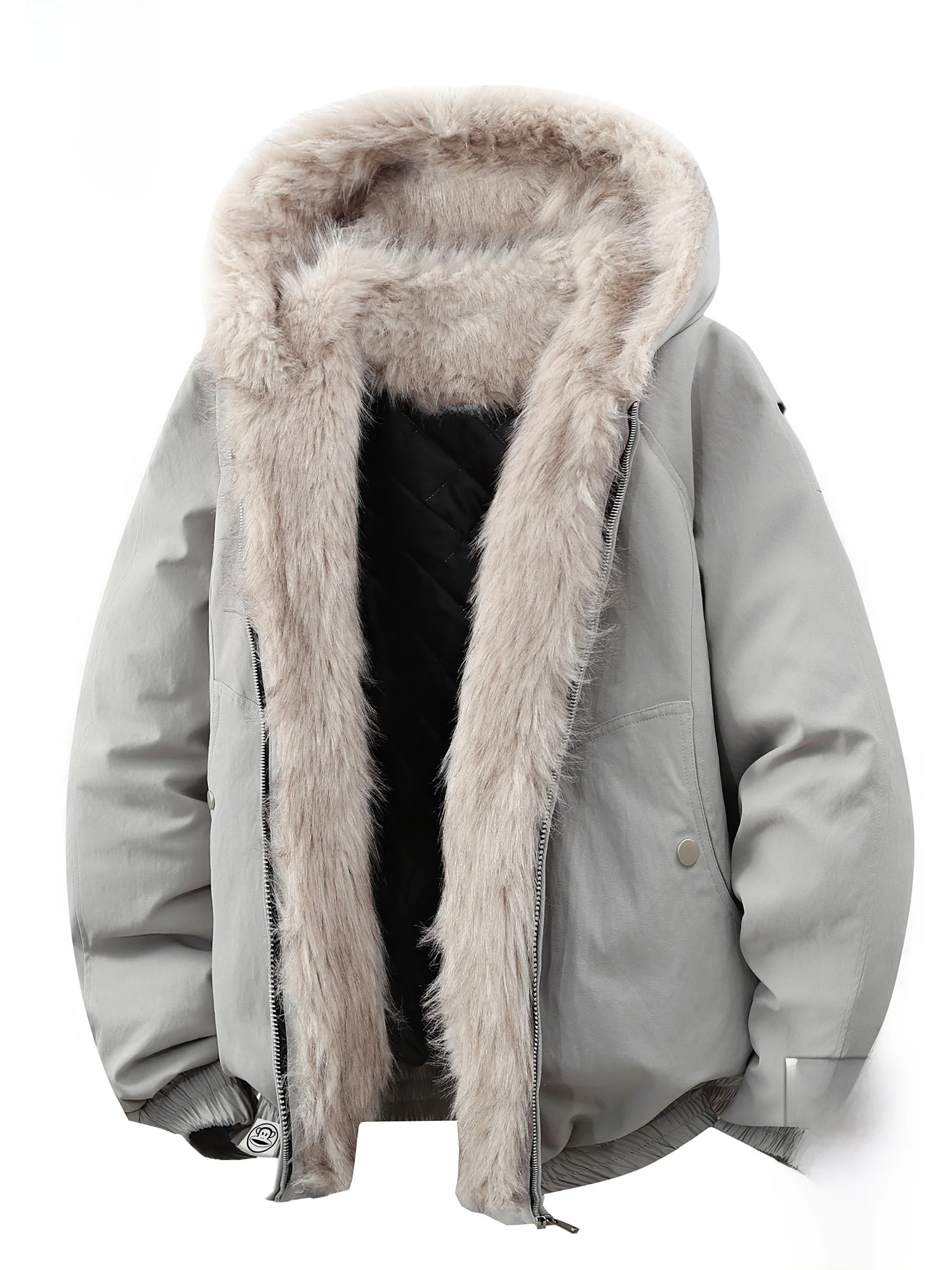 

Зимняя куртка Paul Frank для мужчин с меховым воротником, повседневная теплая куртка для отдыха, молодежная, из полиэфирного волокна