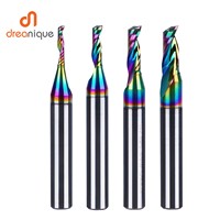 Dreanique 1pc 6mm Shank Single Flute Carbide Spiral End Mill Aluminum 3D CNC Engraving Woodworking Acrylic DLC Coating