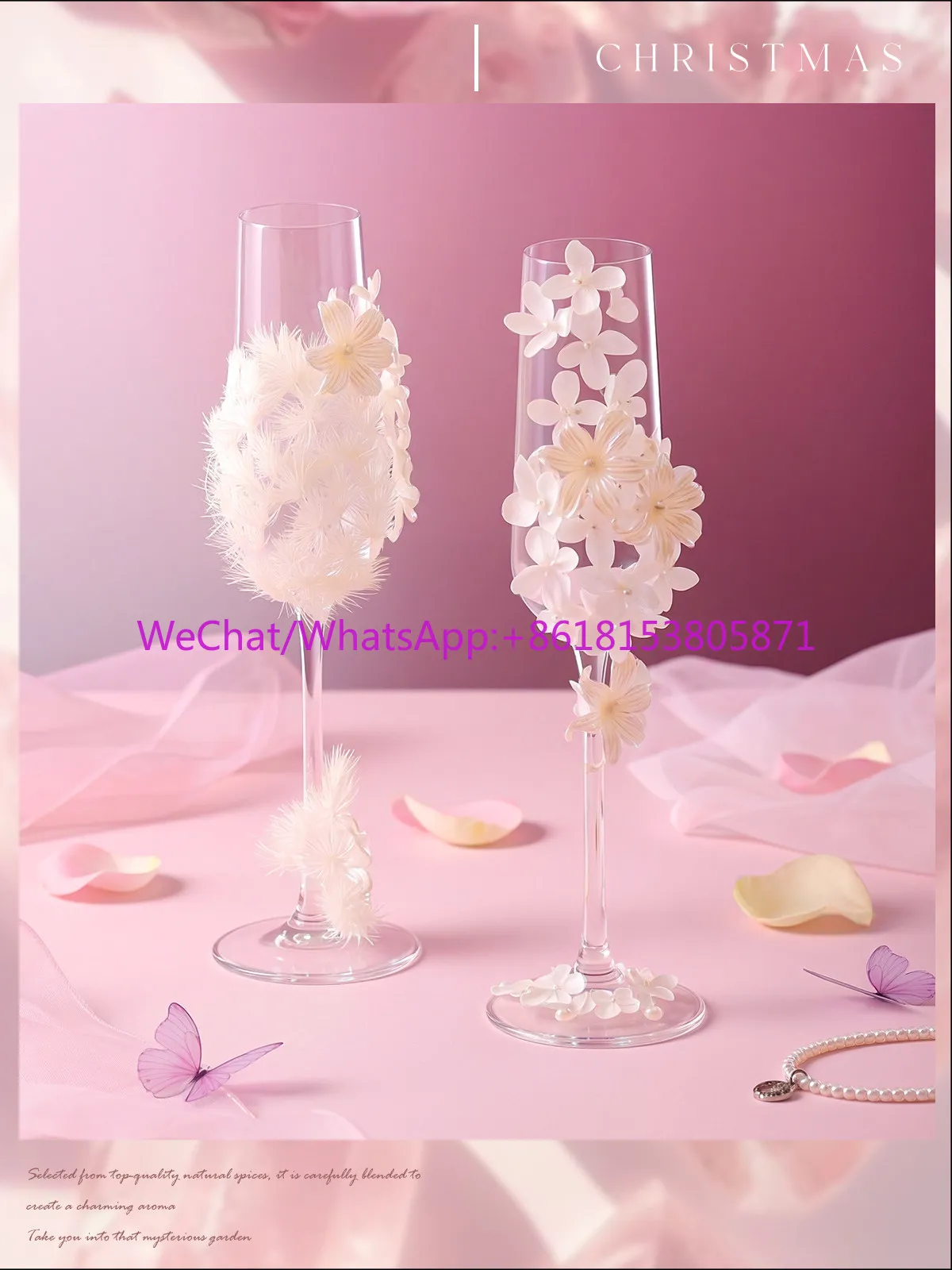 Special wedding gift DIY glass champagne toast glass with aromatherapy gift box