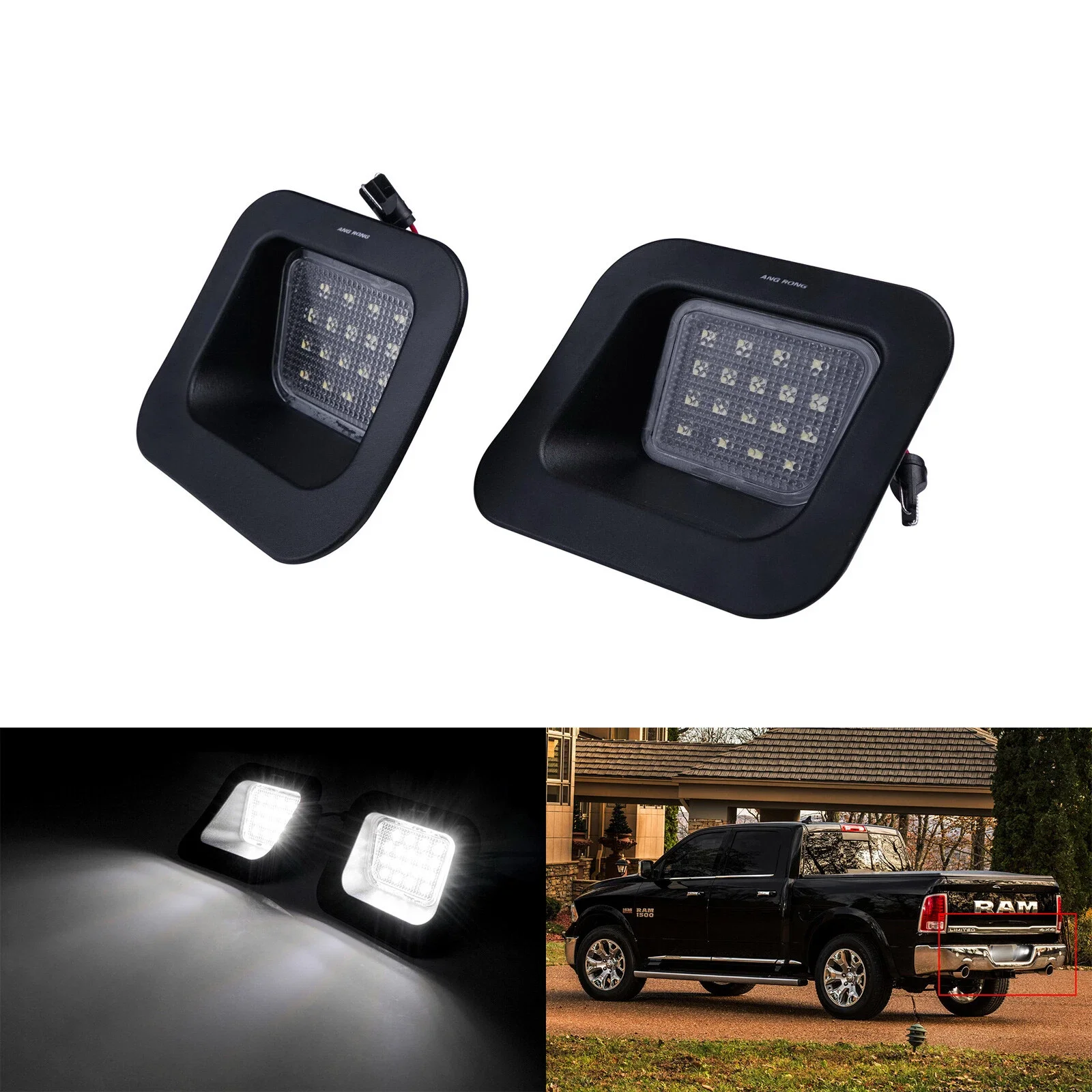 2x LED License Plate Light For Dodge RAM1500 RAM3500 RAM2500 Pickup 2-Door 4-Door 2003-2018 Rear Lamps Xenon White 6000K