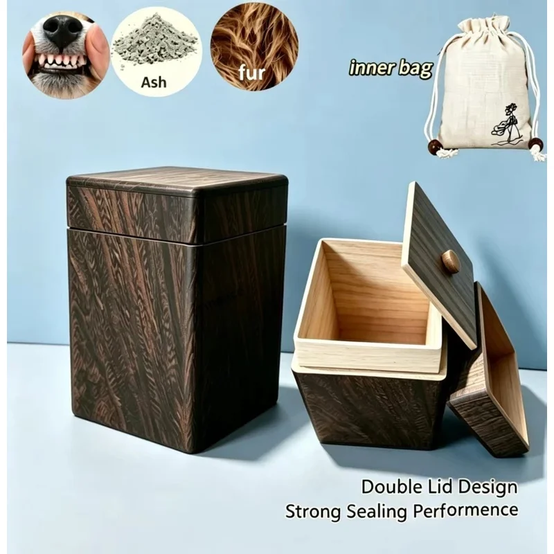 Handmade Rosewood Pet Memorial Urn Sealed Wooden Box for Dog Cat Ashes Fur Teeth Airtight Keepsake Box