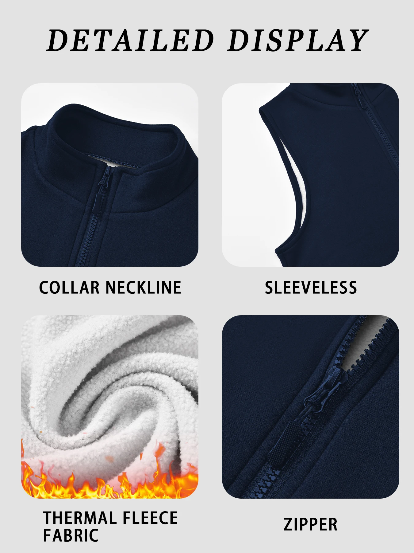Fleece-Weste für Damen, dick, weich, mit Stehkragen, Reißverschluss, lässige Weste für den täglichen Gebrauch im Winter. – Detail 4
