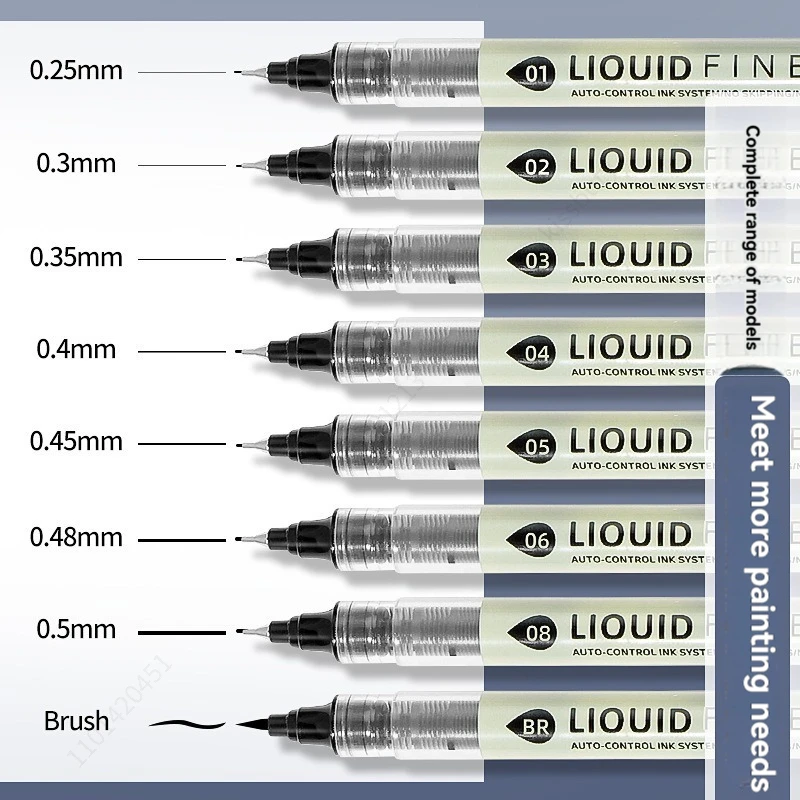 3/8/12Pcs Black Pen Fine Line Sketching Marker Different Tips Fineliner Drawing Pens Manga Art Marker Calligraphy Set Supplies