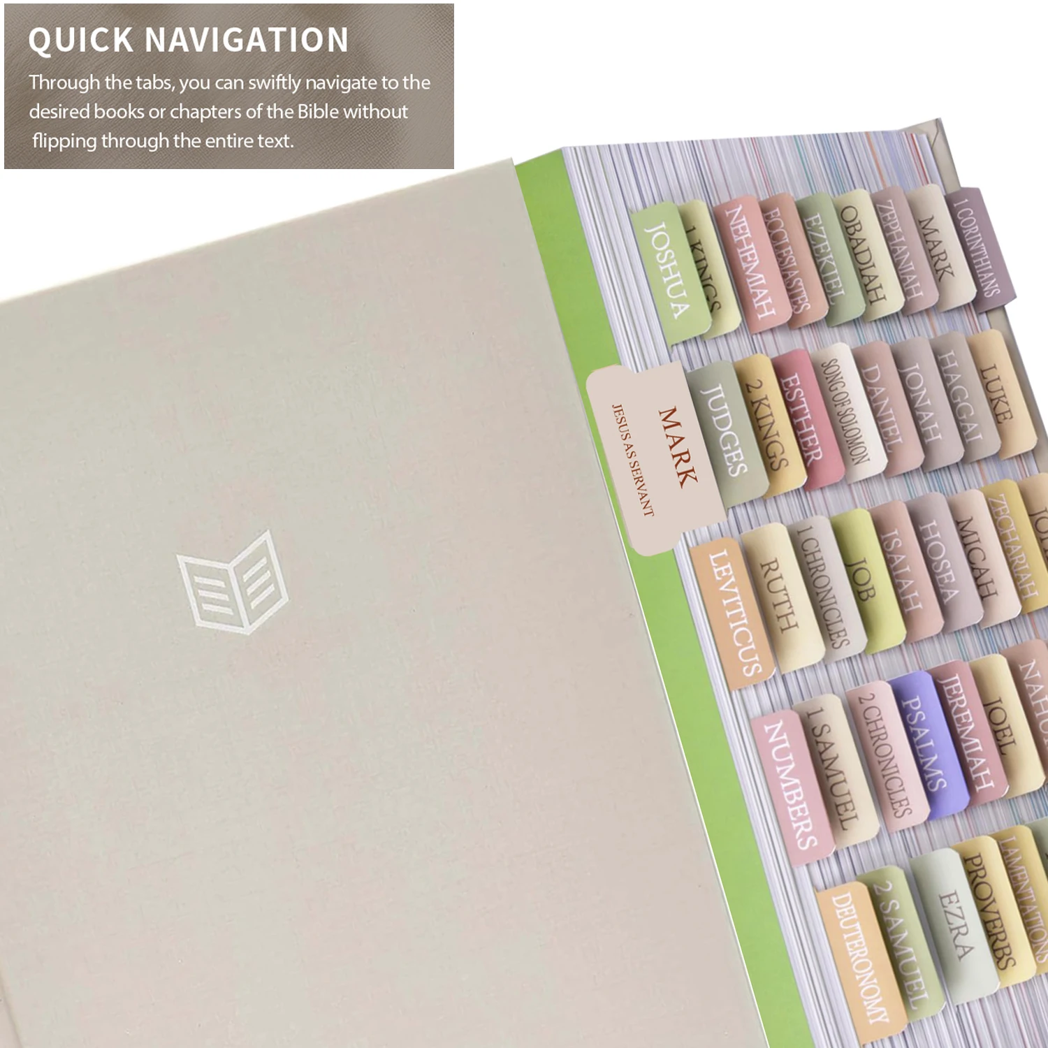 72 Bible Tabs with Soul Nourishing Summaries - Peel & Stick, Laminated, Large Print - Perfect for Men & Women's Study Bibles