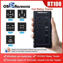 12V/24V Car Relay Tester RT100 Cordless 4-Pin and 5-Pin LED Indicator Car Battery Voltage Relay Tester Diagnostic Tool