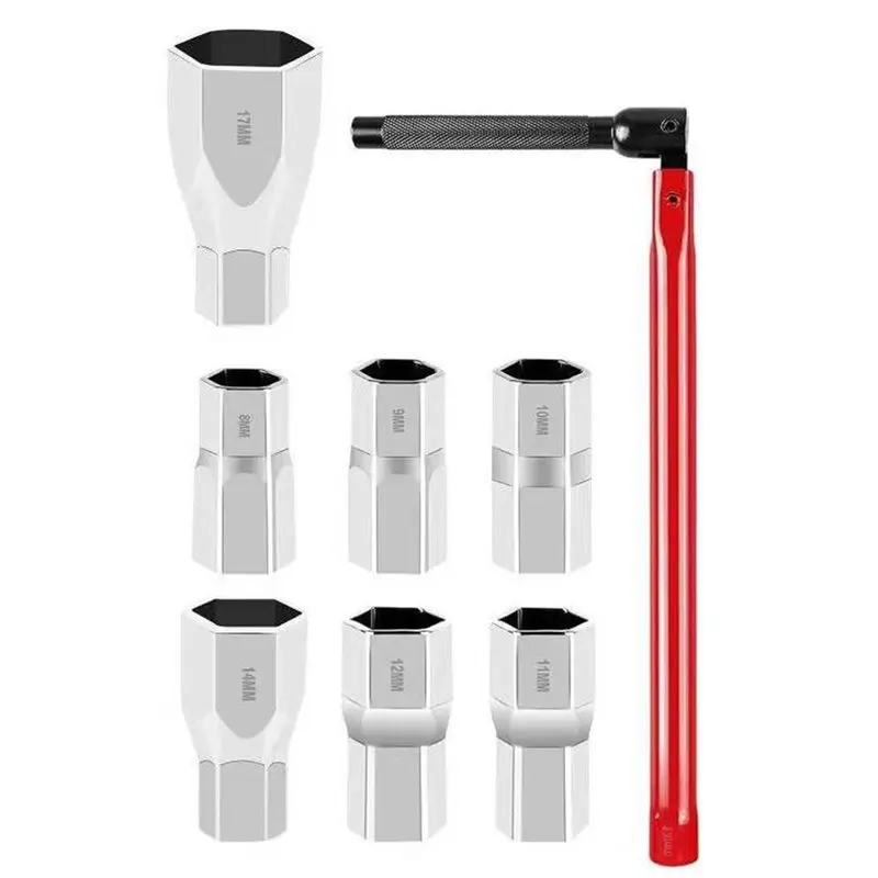 A02F-Plumbing Socket Wrench Set 8 17Mm Socket Wrench Kit Bathroom Plumbing Hand Tool