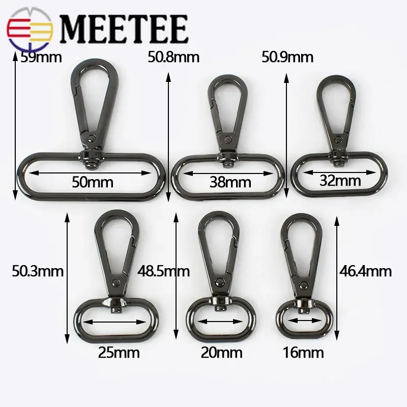 Meetee 5/10Pcs Metal Dog Collar Clasps 16/20/25/32/38mm Bag Strap Connector Hook Buckles Carbiner Snap DIY Hardware Accessories