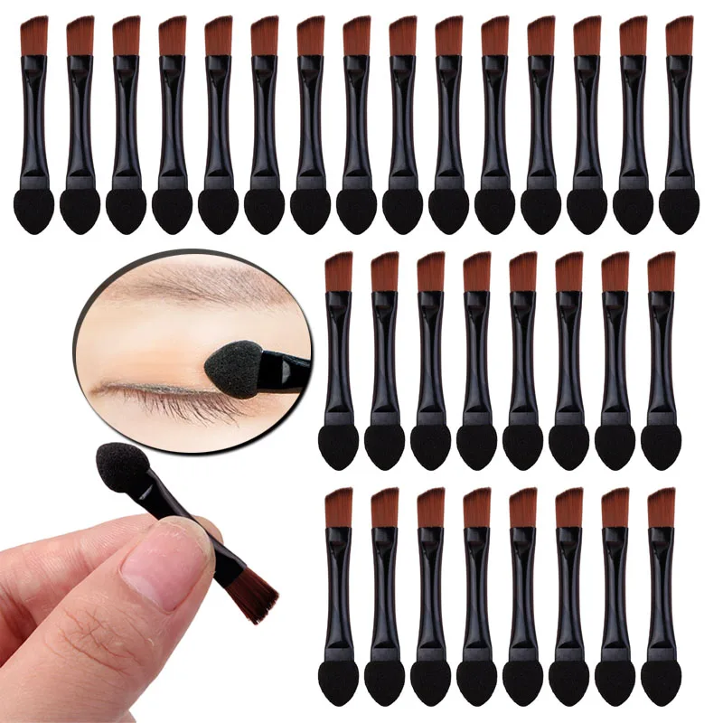 Mini Dual Eye Shadow Brush Eyebrow Set, Double Ended Sponge