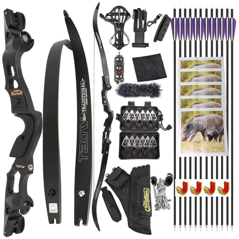 

35Ibs Recurve Bow Set Archery Hunting Takedown Bow 19inch Aluminium Alloy Bow Handle for Archery Outdoor Hunting Shooting Sports