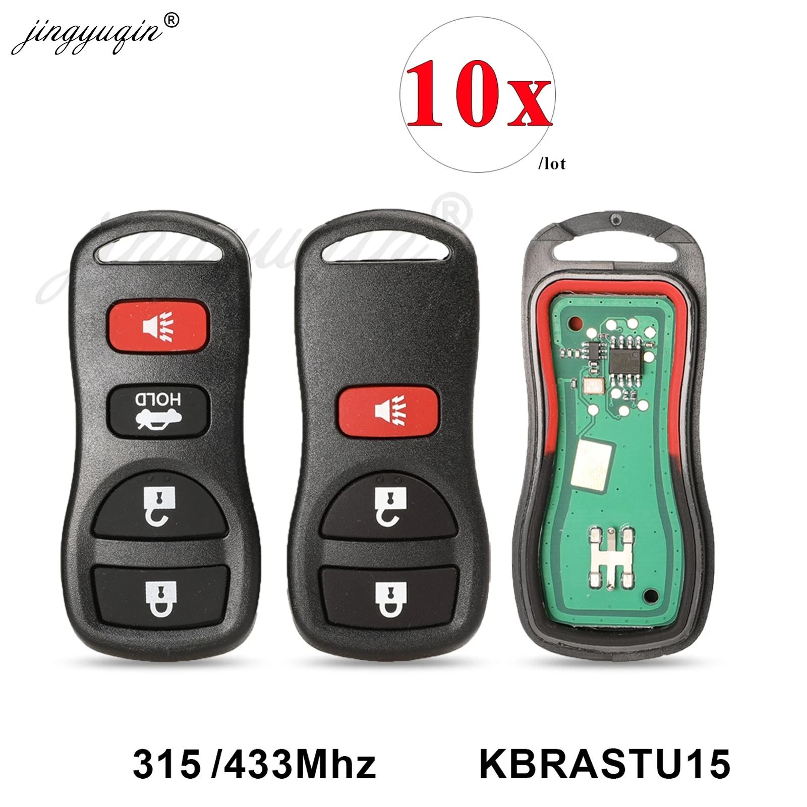 

jingyuqin 10X 3BTN 315/433Mhz Remote key Fob For Nissan Armada Frontier Murano Pathfinder Quest Titan Xterra 2002-2007 Car keys